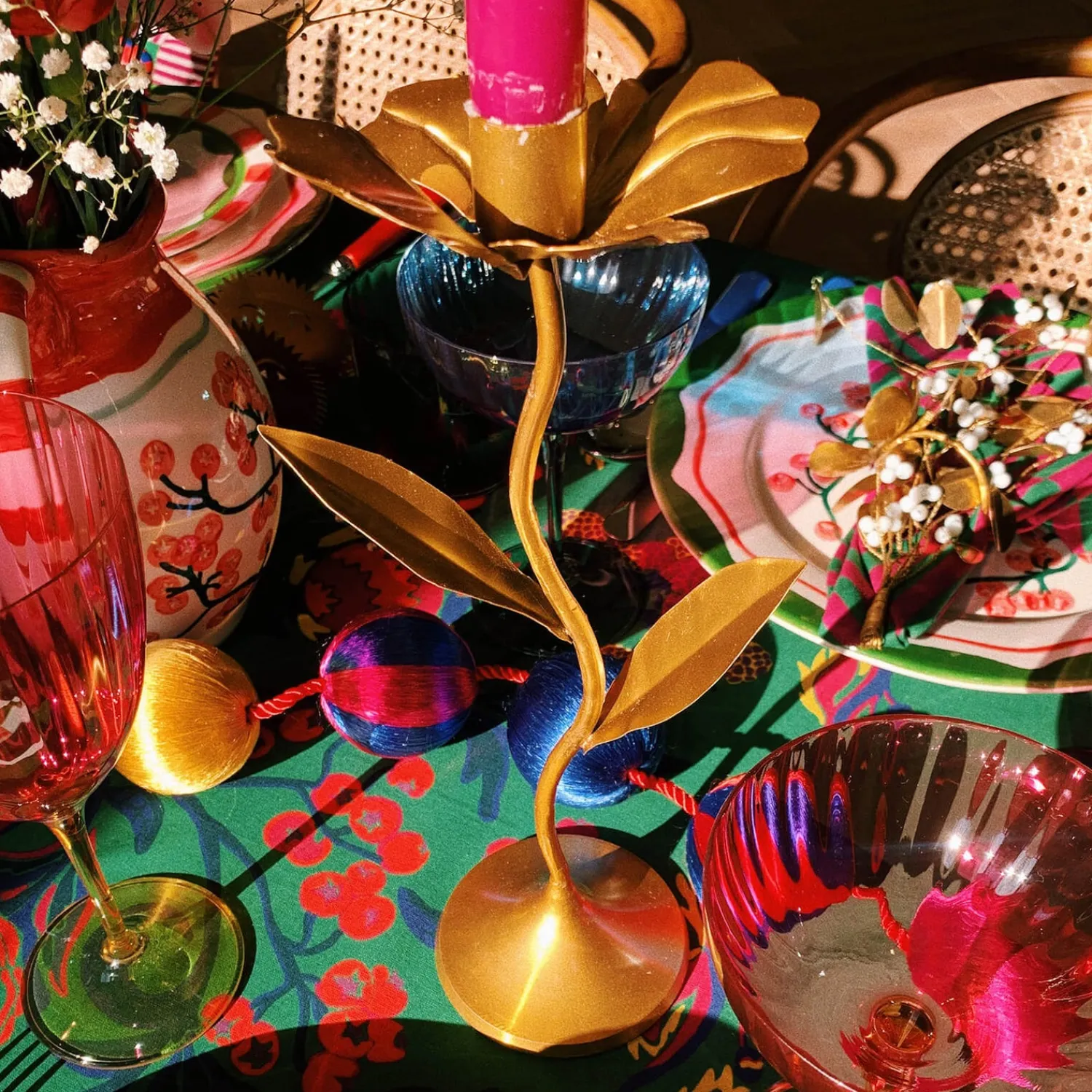 Home Accessories*anna + nina Brass Forest Flower Candle Holder