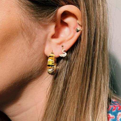 Earrings*anna + nina Garden Tiger Gold-Plated Hoop Earrings