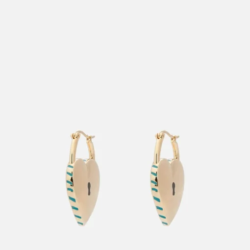 Earrings*anna + nina Padlock Of Love Gold-Plated Hoop Earrings