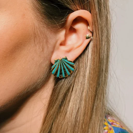 Earrings*anna + nina Single Venus Shell Enamel Stud Earring