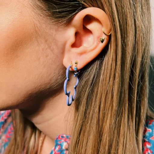 Earrings*anna + nina Wavy Enamel Hoop Earrings