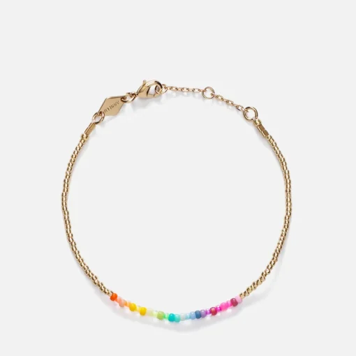 Bracelets & Bangles*Anni Lu Golden Rainbow Glass Bead And Shell Bracelet