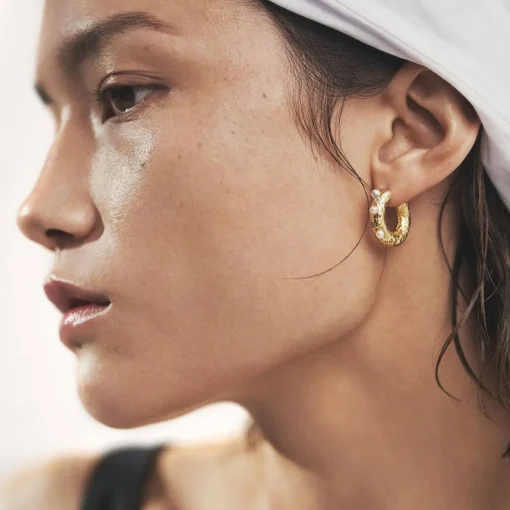 Earrings*Anni Lu Women's Gem In A Hoop - Gold