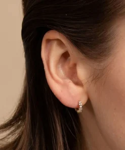 Earrings*Astrid & Miyu Crystal Gem Gold-Tone Huggies