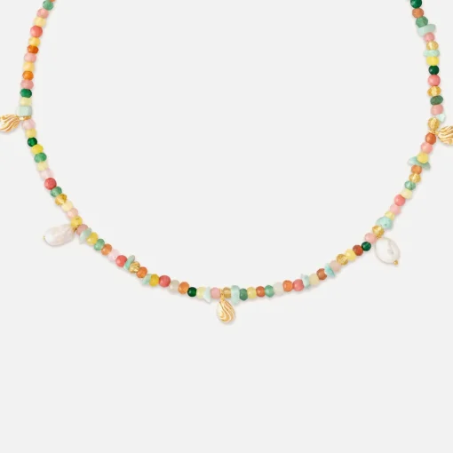 Necklaces*Astrid & Miyu Flow 18-Karat Gold-Plated Multi-Stone Necklace