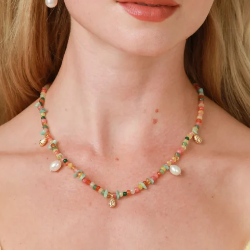 Necklaces*Astrid & Miyu Flow 18-Karat Gold-Plated Multi-Stone Necklace