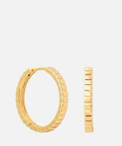 Earrings*Astrid & Miyu Ridged Gold-Plated Silver Hoop Earrings