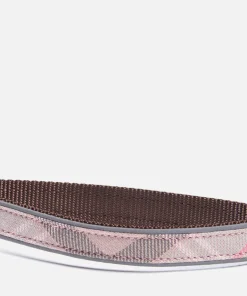 Home Accessories*Barbour Dogs Reflective Tartan Lead - Taupe/Pink Tartan