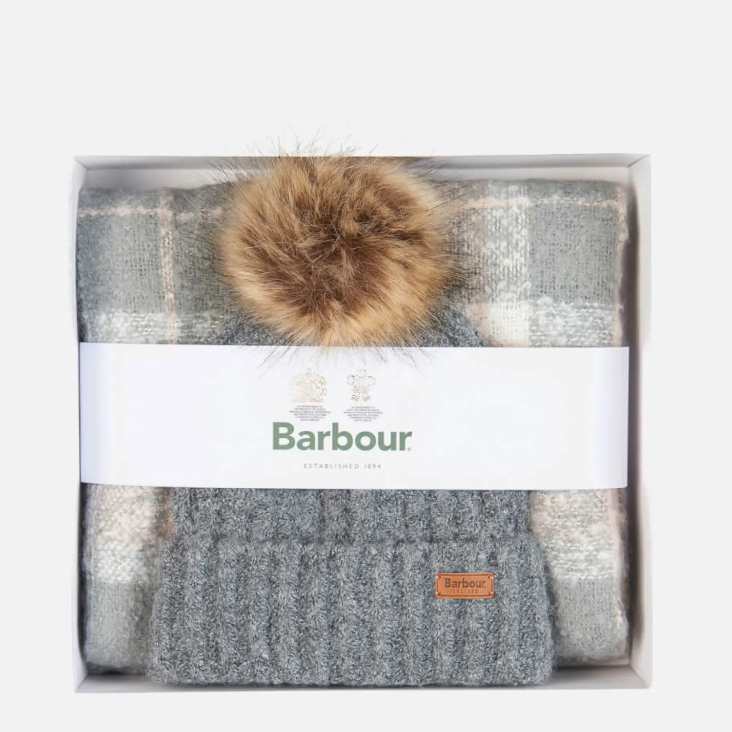 Hats Scarves & Gloves*Barbour Saltburn Beanie & Tartan Scarf Set