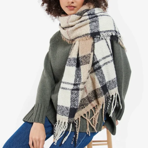 Hats Scarves & Gloves*Barbour Tartan Checked Print Boucle Scarf