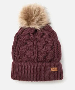 Hats Scarves & Gloves*Barbour Women's Penshaw Cable Beanie - Bordeaux