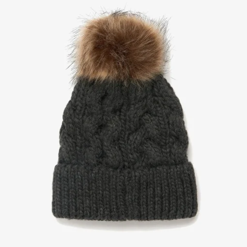 Hats Scarves & Gloves*Barbour Women's Penshaw Cable Knit Beanie - Charcoal