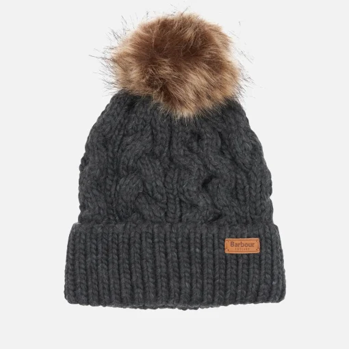 Hats Scarves & Gloves*Barbour Women's Penshaw Cable Knit Beanie - Charcoal
