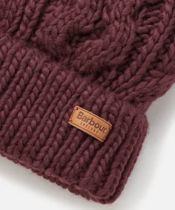 Hats Scarves & Gloves*Barbour Women's Penshaw Cable Beanie - Bordeaux