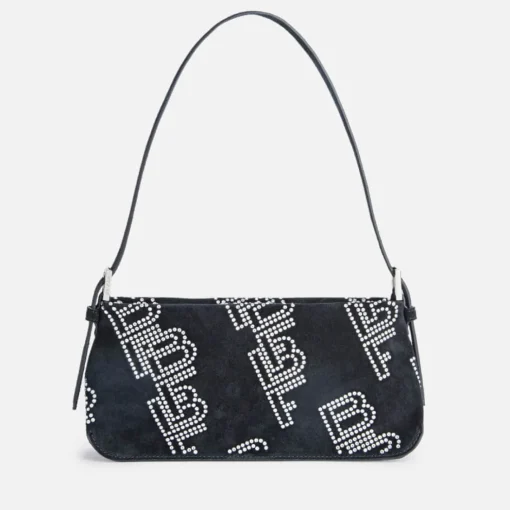 Shoulder Bags*BY FAR Dulce Crystal Monogram Suede Shoulder Bag