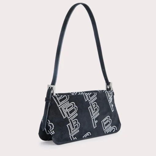 Shoulder Bags*BY FAR Dulce Crystal Monogram Suede Shoulder Bag