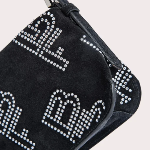 Shoulder Bags*BY FAR Dulce Crystal Monogram Suede Shoulder Bag