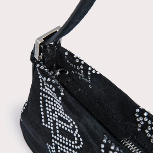 Shoulder Bags*BY FAR Dulce Crystal Monogram Suede Shoulder Bag