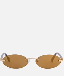 Sunglasses*BY FAR Texas Mirror Gold-Tone Metal Sunglasses