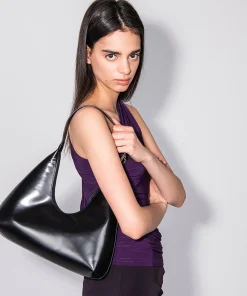 Shoulder Bags*BY FAR Women's Amber Semi Patent Shoulder Bag - Black