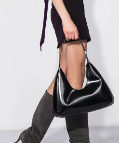 Shoulder Bags*BY FAR Women's Amber Semi Patent Shoulder Bag - Black