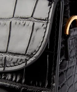 Shoulder Bags*BY FAR Women's Mini Croco Top Handle Bag - Black