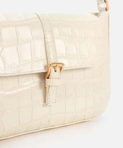 Shoulder Bags*BY FAR Women's Miranda Croco Shoulder Bag - Cream