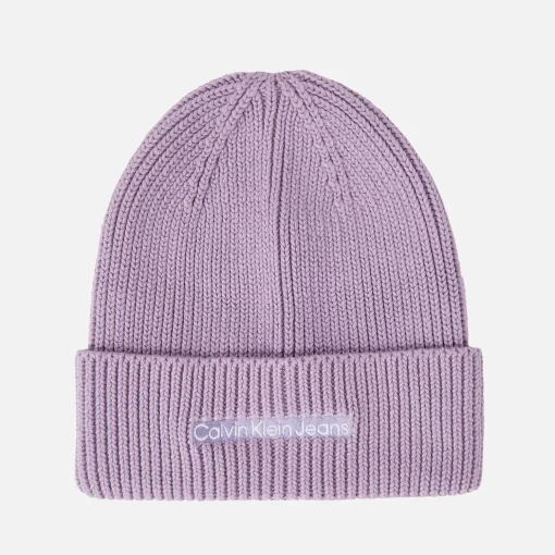 Hats Scarves & Gloves*Calvin Klein Jeans Institutional Ribbed-Cotton Blend Beanie