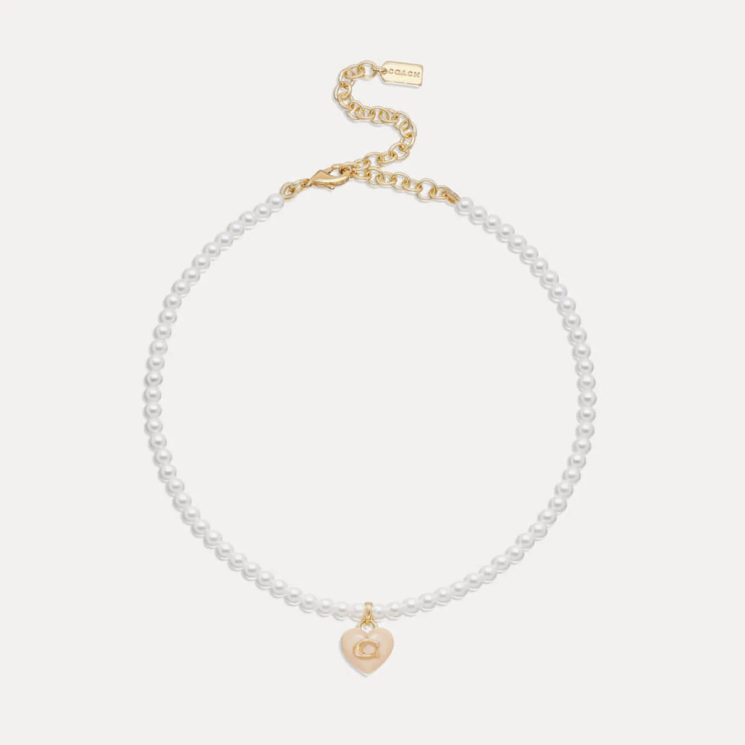 Necklaces*Coach C Heart Gold-Plated Faux Pearl Choker Necklace