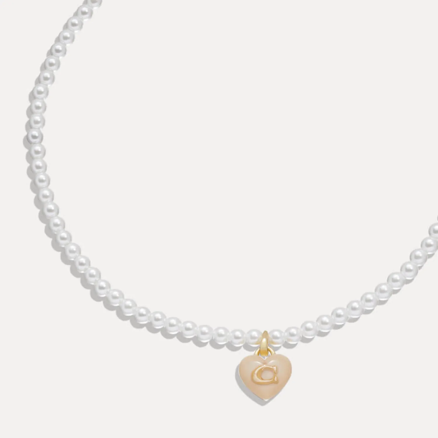 Necklaces*Coach C Heart Gold-Plated Faux Pearl Choker Necklace