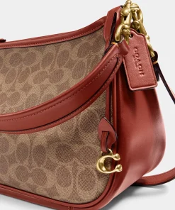 Crossbody Bags*Coach Cary Monogram Coated-Canvas And Leather Shoulder Bag Tan Rust