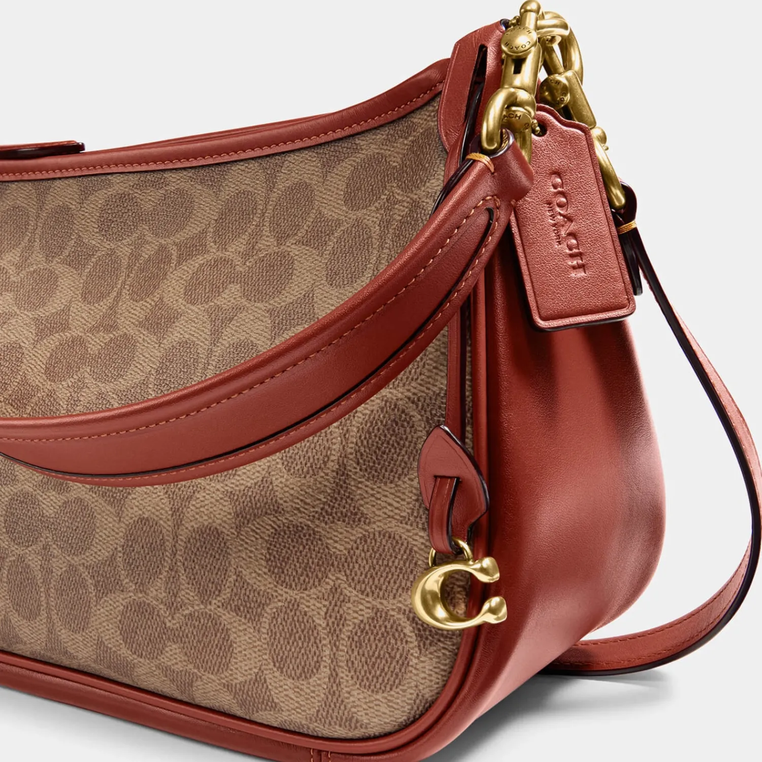 Crossbody Bags*Coach Cary Monogram Coated-Canvas And Leather Shoulder Bag Tan Rust