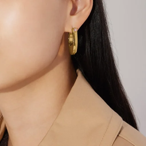 Earrings*Coach Chunky C Gold-Tone And Crystal Hoop Earrings