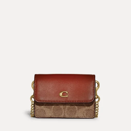 Purses And Cardholders*Coach Coated Canvas Signature Half Flap Card Case