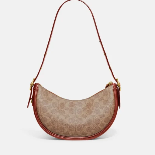 Shoulder Bags*Coach Coated Canvas Signature Luna Shoulder Bag Tan Rust