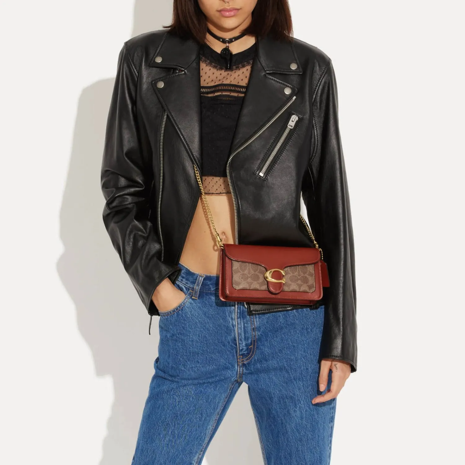 Clutch Bags*Coach Coated Canvas Signature Tabby Chain Clutch Bag