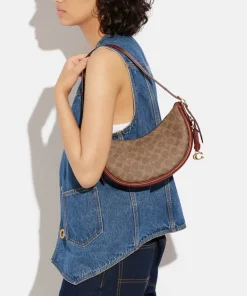 Shoulder Bags*Coach Coated Canvas Signature Luna Shoulder Bag Tan Rust
