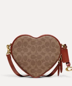 Crossbody Bags*Coach Heart Coated-Canvas And Leather Shoulder Bag