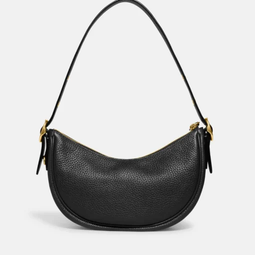 Shoulder Bags*Coach Luna Pebbled Leather Shoulder Bag Black