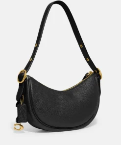 Shoulder Bags*Coach Luna Pebbled Leather Shoulder Bag Black