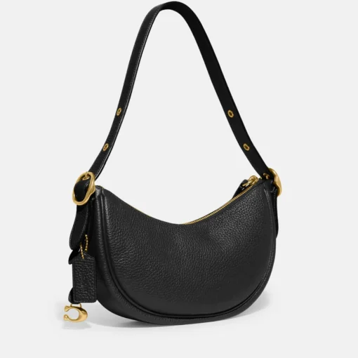 Shoulder Bags*Coach Luna Pebbled Leather Shoulder Bag Black