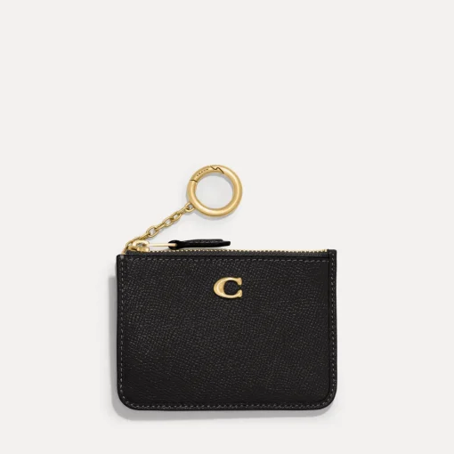 Purses And Cardholders*Coach Mini Pebbled Crossgrain Leather Id Wallet