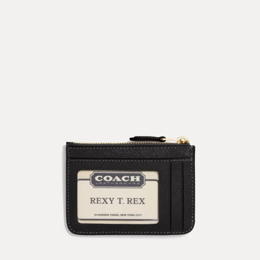 Purses And Cardholders*Coach Mini Pebbled Crossgrain Leather Id Wallet