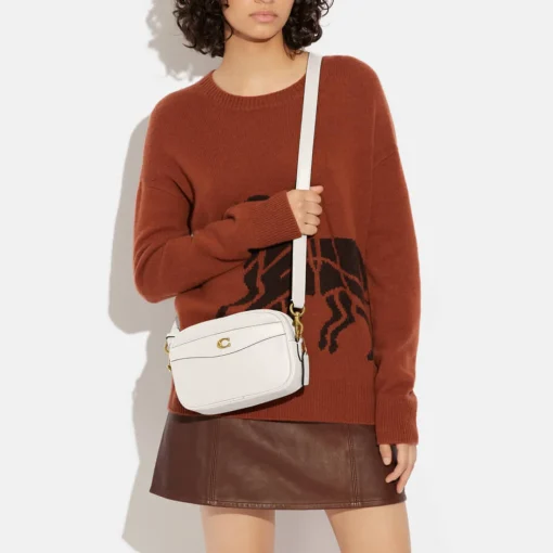 Crossbody Bags*Coach Pebbled Leather Camera Bag Chalk