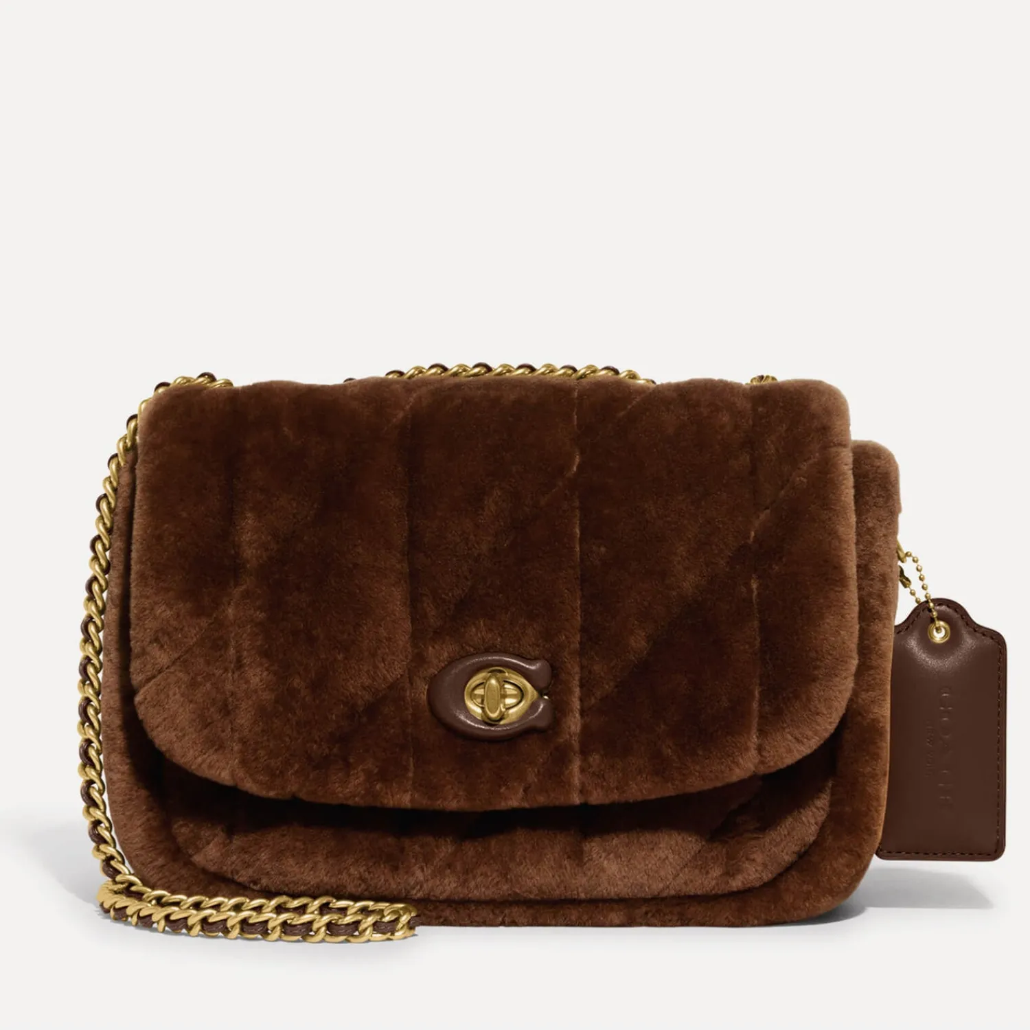 Shoulder Bags*Coach Pillow Madison 18 Quilted Shearling Shoulder Bag