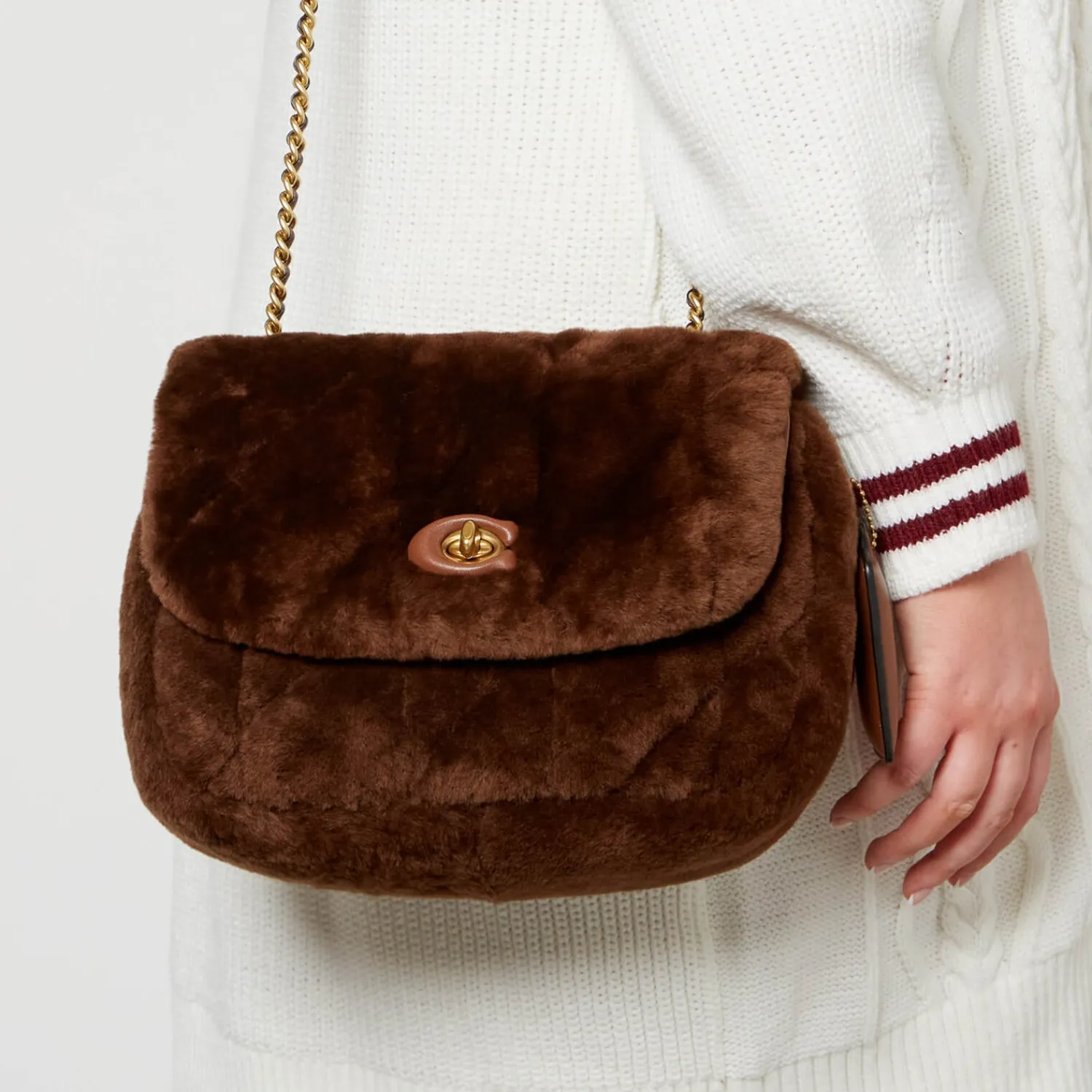 Shoulder Bags*Coach Pillow Madison 18 Quilted Shearling Shoulder Bag