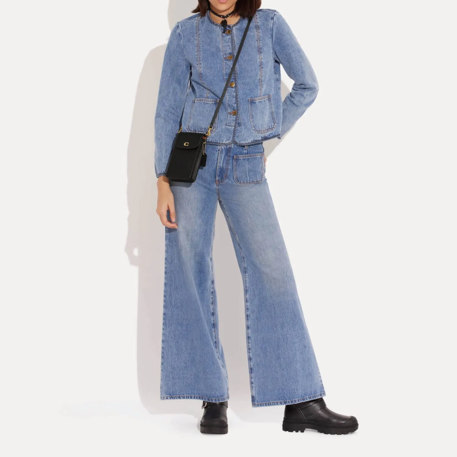 Tech Accessories*Coach Polished C Phone Leather Crossbody Bag