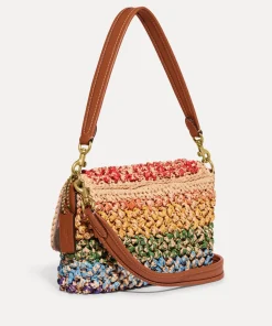 Shoulder Bags*Coach Rainbow Straw Soft Tabby Raffia Shoulder Bag
