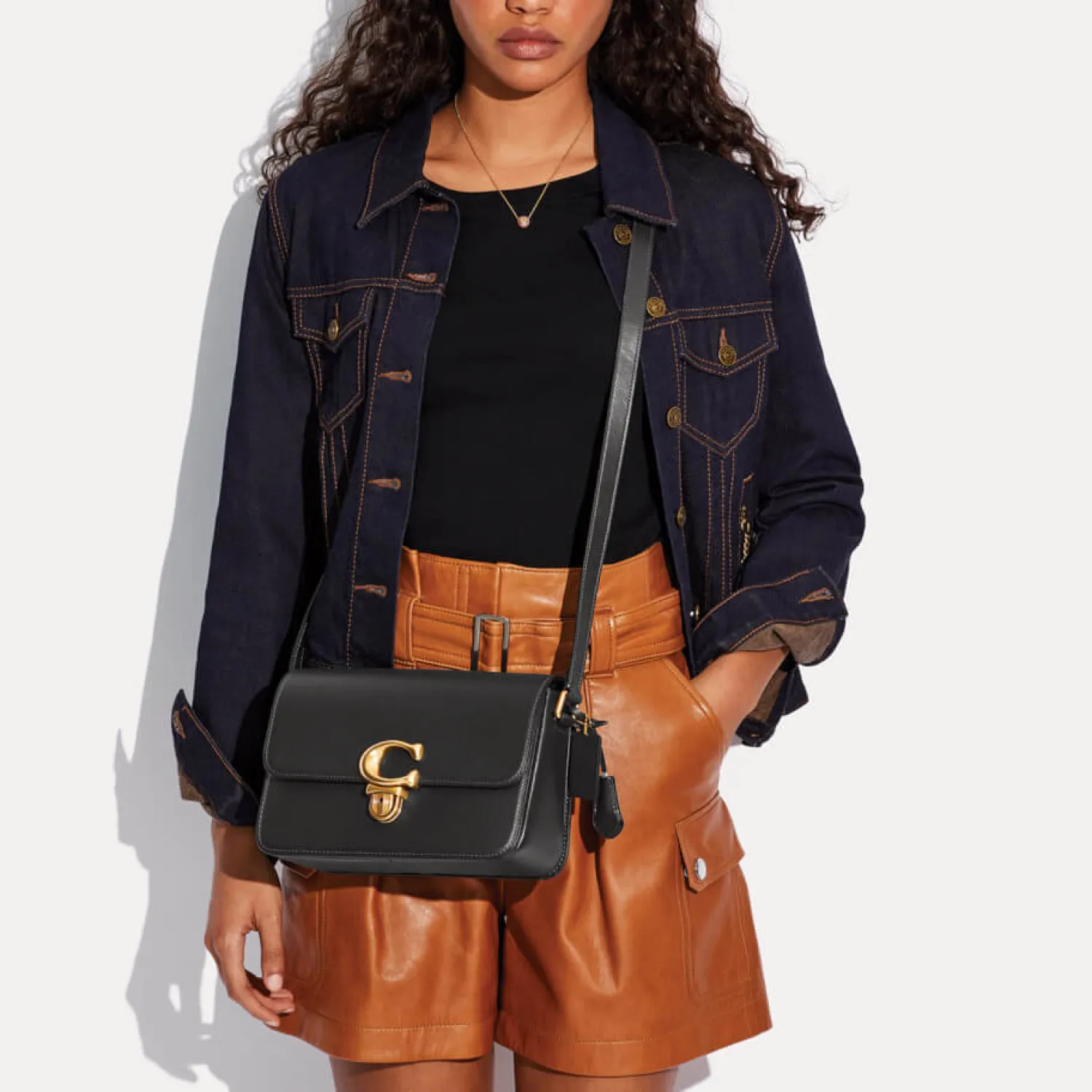 Shoulder Bags*Coach Studio 19 Leather Shoulder Bag Black