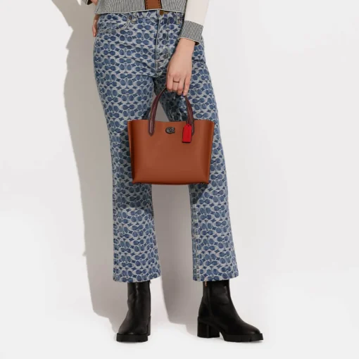Tote Bags*Coach Willow Colour-Block Leather Tote Bag 1941 Saddle Multi